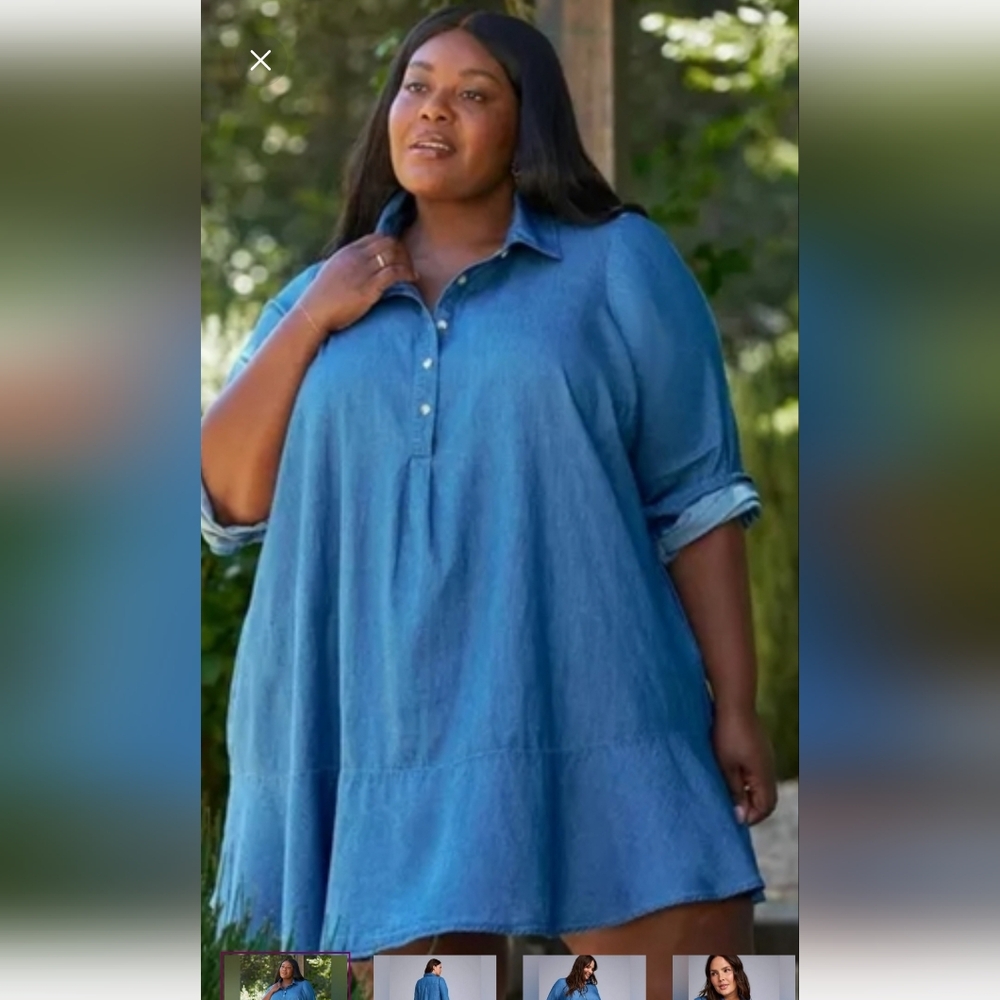 NWT 3X Bell Isle Chambray Popover Mini Dress